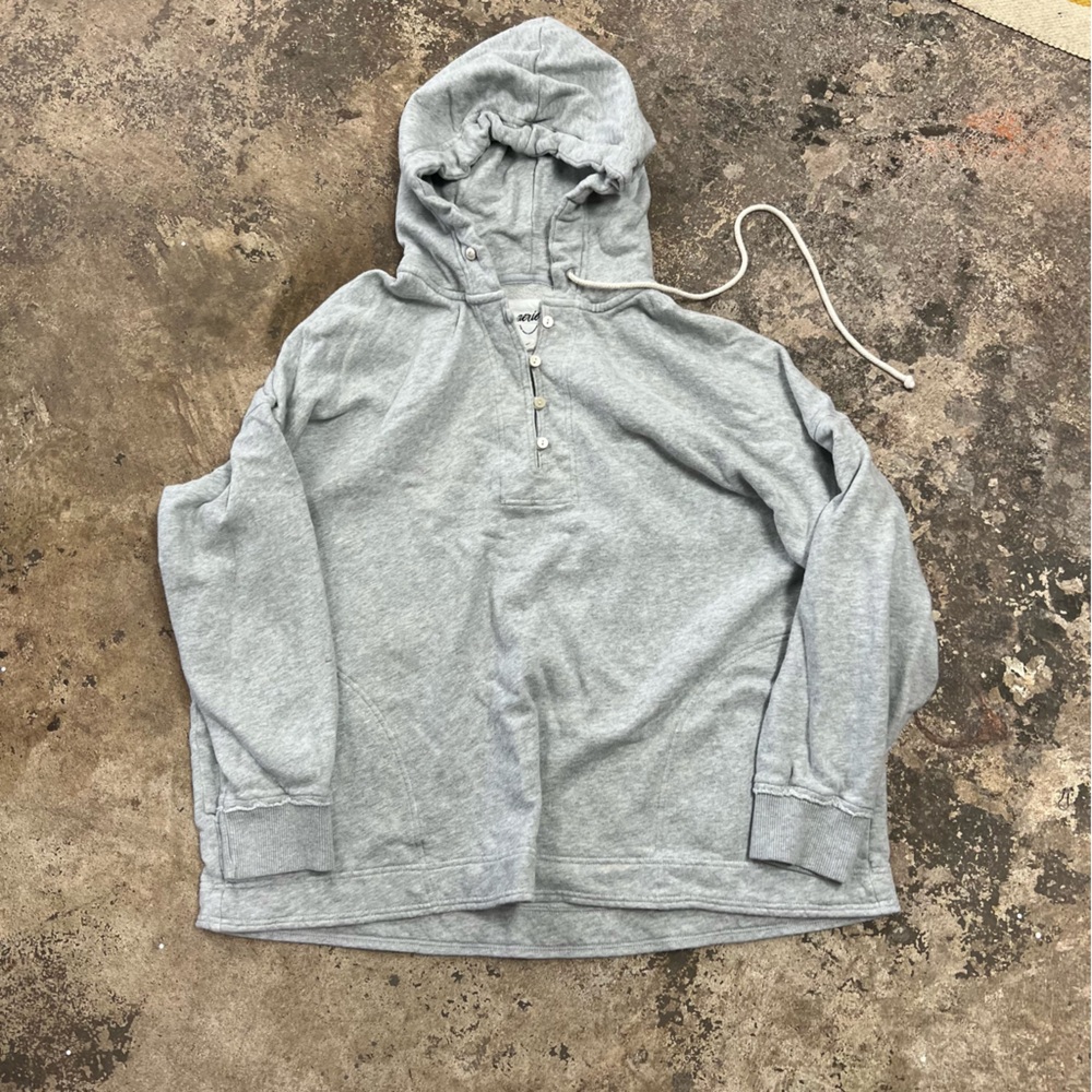 Aerie Women's Grey Hoodie Button Up Oversized Comfy Size Large - OBO